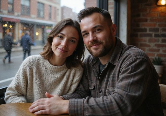 Een vrouw en man genieten van elkaars gezelschap in een cafe. Een vrouw en man voor Sexcontact in Flevoland