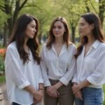 Een groep vrouwen geniet van een ontspannen moment in een park tijdens Aziatische vrouwen dating