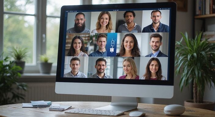 Een moderne computerinterface met diverse profielen en beveiligingssymbolen.