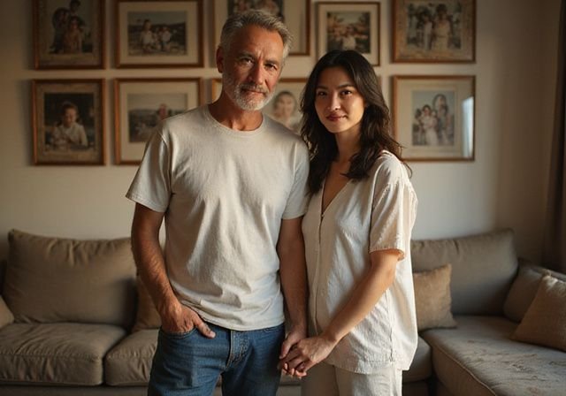 Een liefdevol stel geniet van hun gezellige woonkamer.