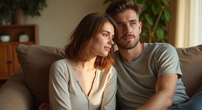 Een man en vrouw zitten ontspannen op een bank in de woonkamer