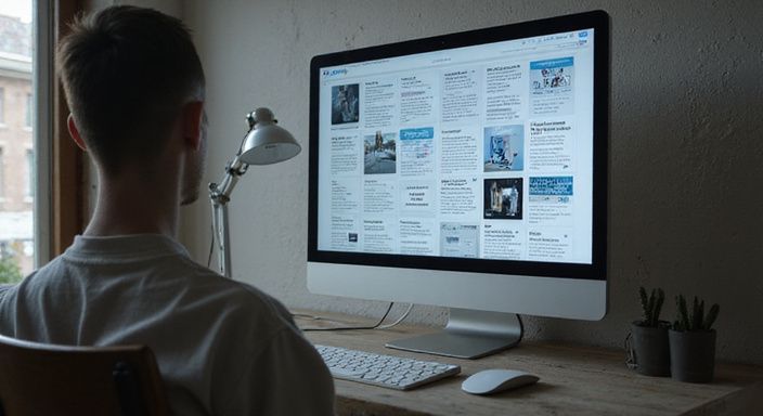 Een kamer met persoonlijke en commerciële advertenties op een computer