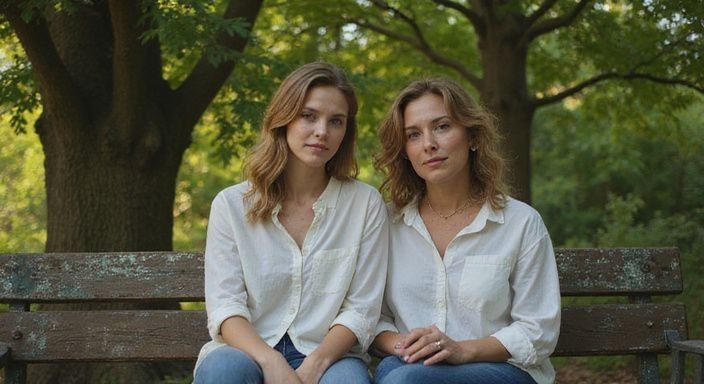 Twee vrouwen delen een intiem moment op een verweerde bank. Twee vrouwen delen een intiem moment tijdens lesbische vrouwen sexdating op een verweerde bank.