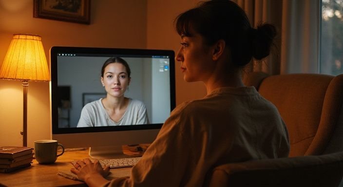 Een vrouw zit ontspannen aan een bureau met persoonlijke voorwerpen. Een vrouw zit ontspannen aan een bureau met persoonlijke voorwerpen.