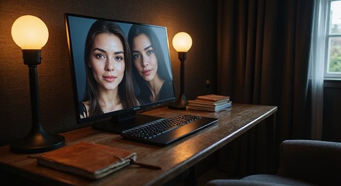 Een intieme VIP-lounge met een webcamshow en persoonlijke interactie. Een intieme VIP lounge met een trans webcamseks show en persoonlijke interactie