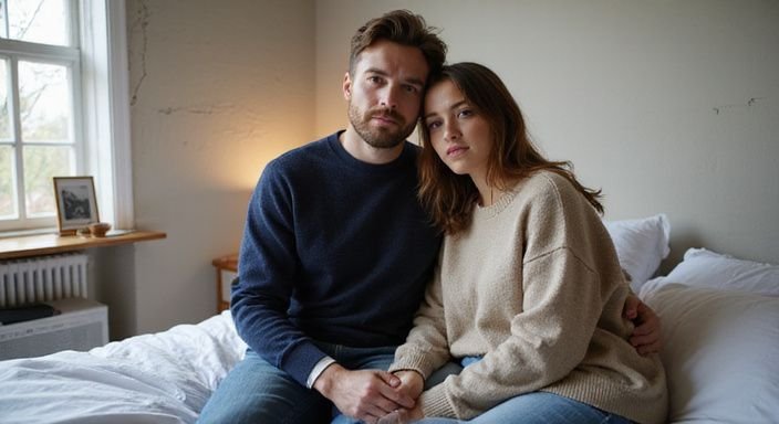 Een man en vrouw delen een intieme moment op bed tijdens hun sexcontact in Rotterdam.