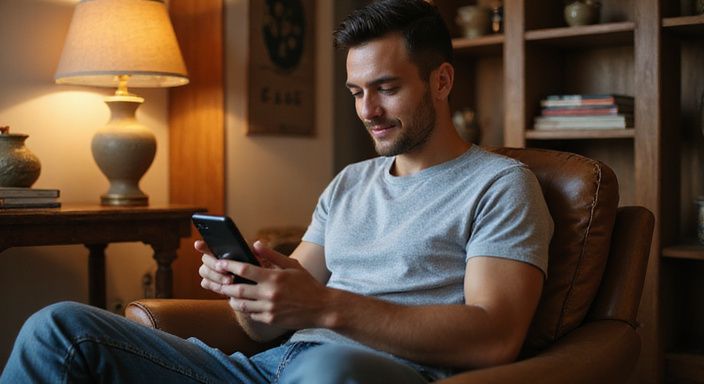 Een jongeman verdiept in een Instagram-chat over Marokkaanse vrouwen versieren.