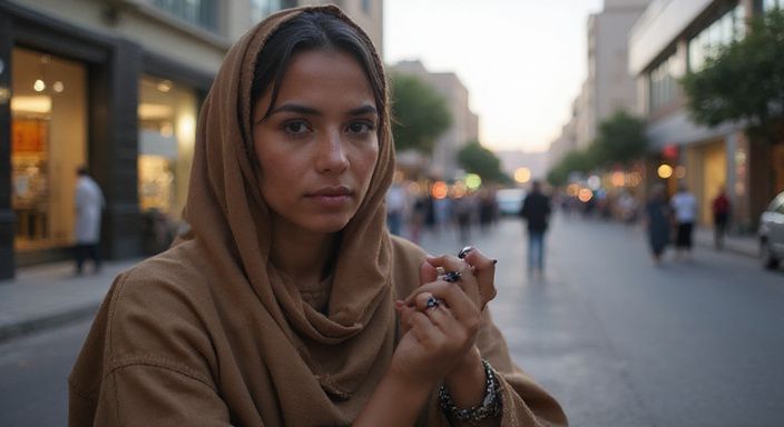 Een jonge vrouw in traditionele kleding, geconcentreerd op het aanbrengen van kohl.