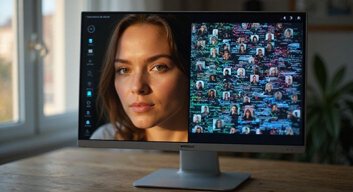 Een contrast tussen persoonlijke videoverbinding en chaotische groepschatinterface. Een contrast tussen persoonlijke videoverbinding voor sexchatten met sexy vrouwen en chaotische groepschatinterface.